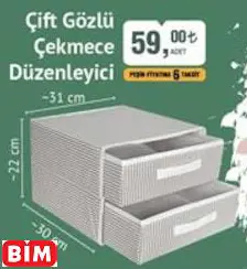 ÇİFT GÖZLÜ  ÇEKMECE  DÜZENLEYİCİ